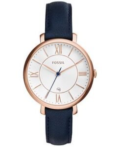 Fossil Women's Jacqueline Blue Leather Strap Watch 36mm ES3843 - Macy's