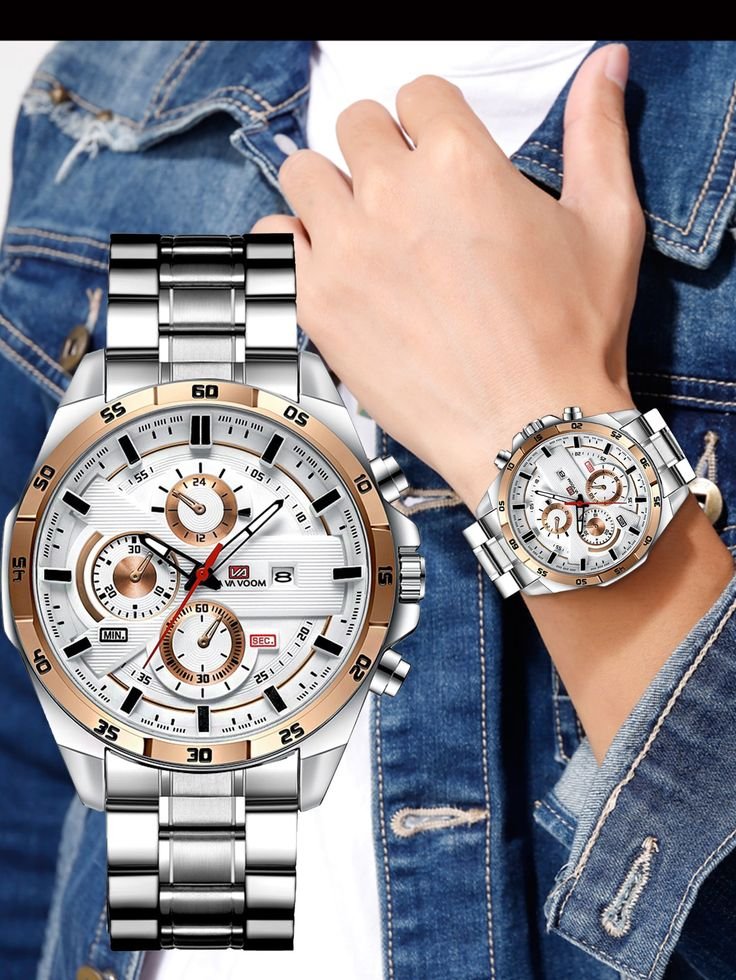 Voom Chronograph white textured watch
