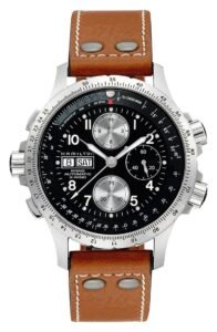 Hamilton Khaki Aviation X-Wind Automatic Chronograph Leather Strap Watch, 44mm in Brown_Black_Silver at Nordstrom